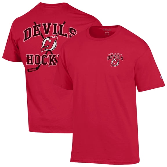 Men's Champion Red New Jersey Devils Stick With It Jersey T-Shirt