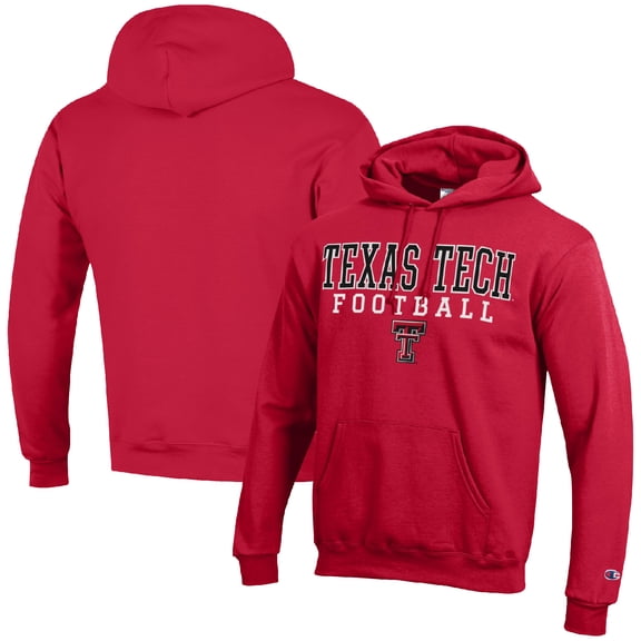 Men's Champion Red Texas Tech Red Raiders Football Stack Pullover Hoodie