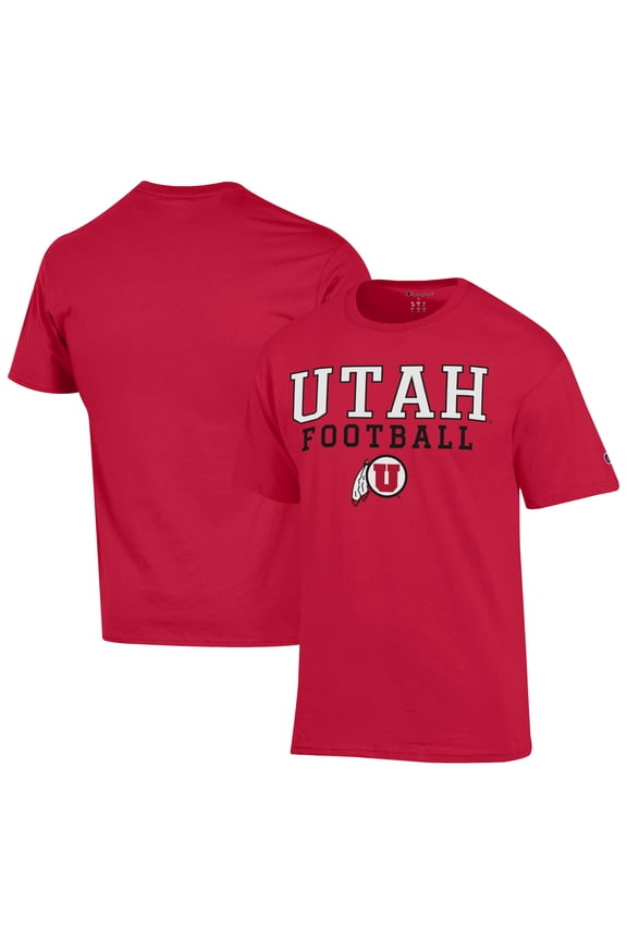 Men's Champion Red Utah Utes Football Jersey T-Shirt