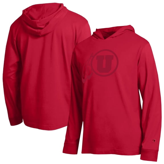 Men's Champion  Red Utah Utes Tonal All Star Long Sleeve Hooded T-Shirt