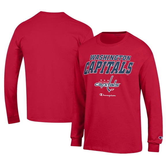 Men's Champion Red Washington Capitals Long-Sleeve Jersey T-Shirt