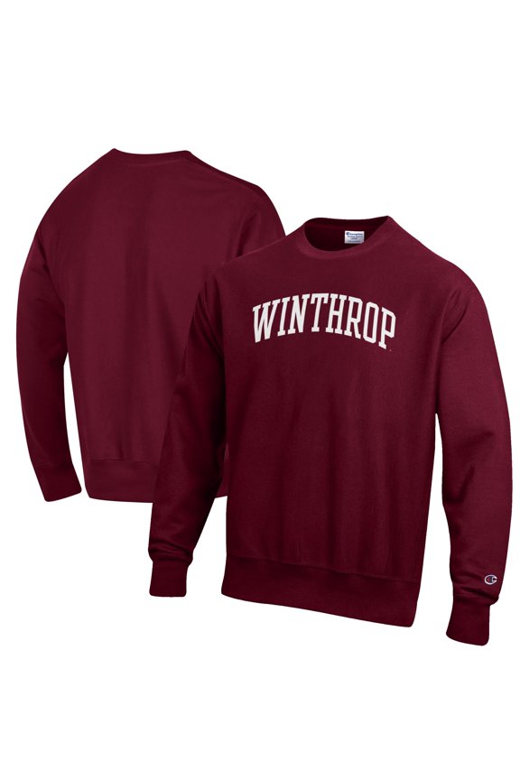Men's Champion Red Winthrop Eagles Reverse Weave Fleece Crewneck Sweatshirt
