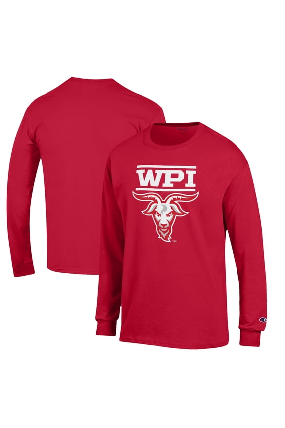 Men's Champion Red Worcester Polytechnic Institute Engineers Jersey Long Sleeve T-Shirt