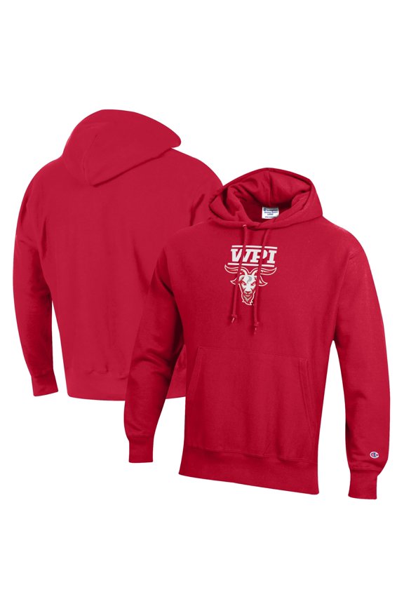 Men's Champion Red Worcester Polytechnic Institute Engineers Reverse Weave Pullover Hoodie