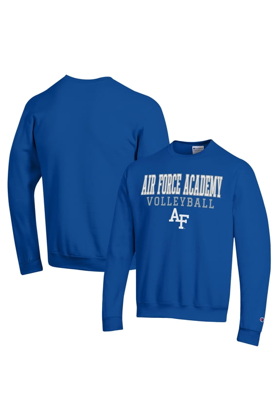Men's Champion Royal Air Force Falcons Stack Logo Volleyball Powerblend Pullover Sweatshirt