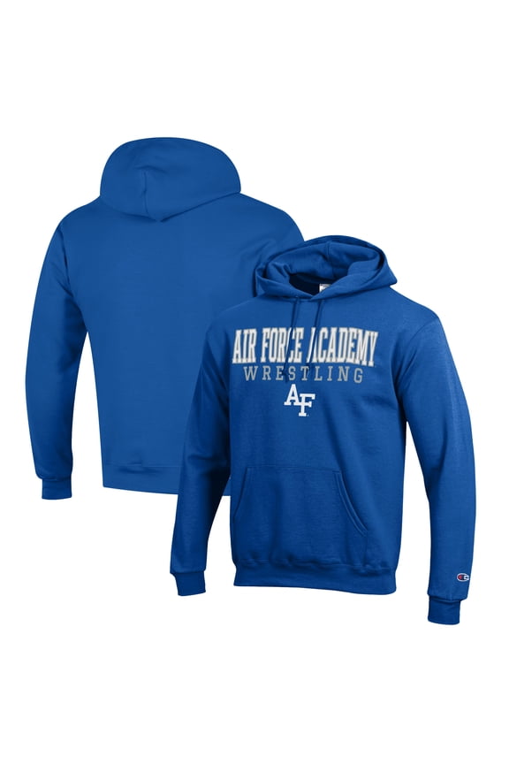 Men's Champion Royal Air Force Falcons Wrestling Stack Logo Powerblend Pullover Hoodie