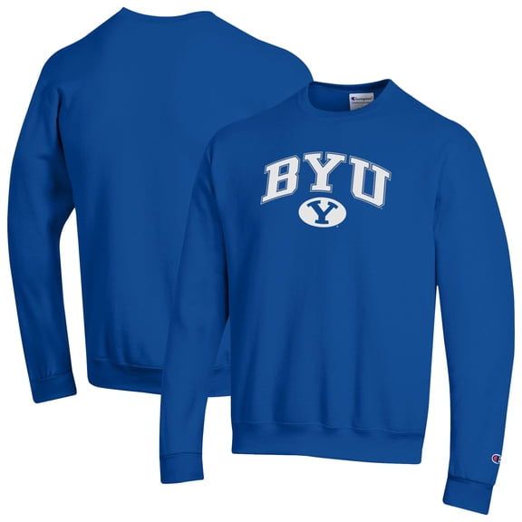 Men's-Champion Royal BYU Cougars Arch Over Logo Pullover Sweatshirt