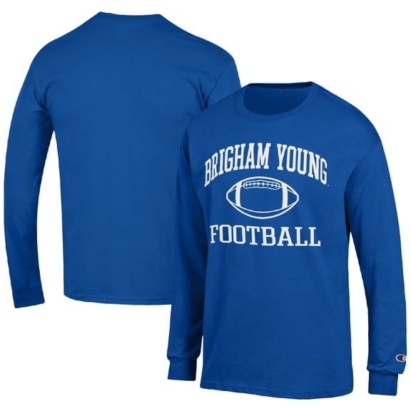 Men's Champion Royal BYU Cougars Football Icon Long Sleeve T-Shirt
