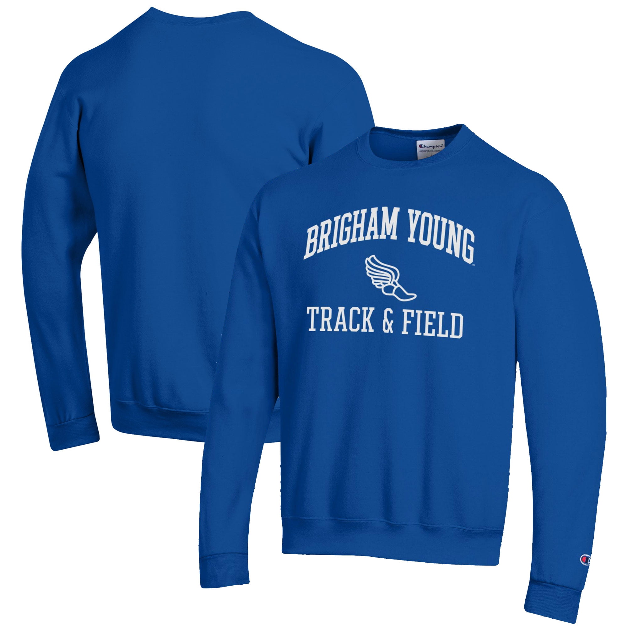 Men's Champion  Royal BYU Cougars Track & Field Icon Powerblend Pullover Sweatshirt