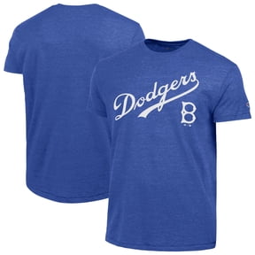Men's Champion Royal Brooklyn Dodgers Cooperstown Wordmark Lockup Tri-Blend T-Shirt