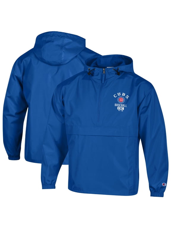 Men's Champion Royal Chicago Cubs Packable Windbreaker Half-Zip Jacket