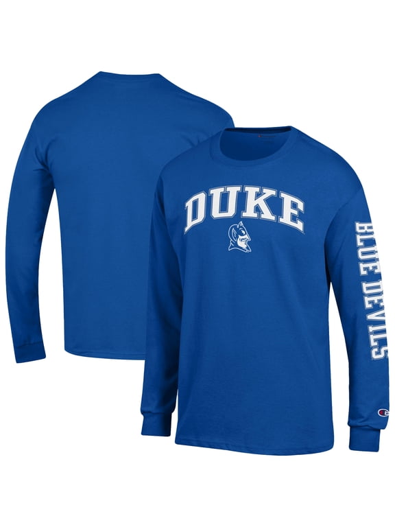Men's Champion Royal Duke Blue Devils Arch Over Logo 2-Hit Long Sleeve T-Shirt