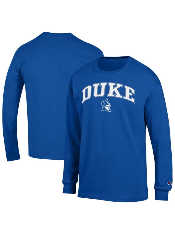 Men's-Champion Royal Duke Blue Devils Arch Over Logo Long Sleeve T-Shirt