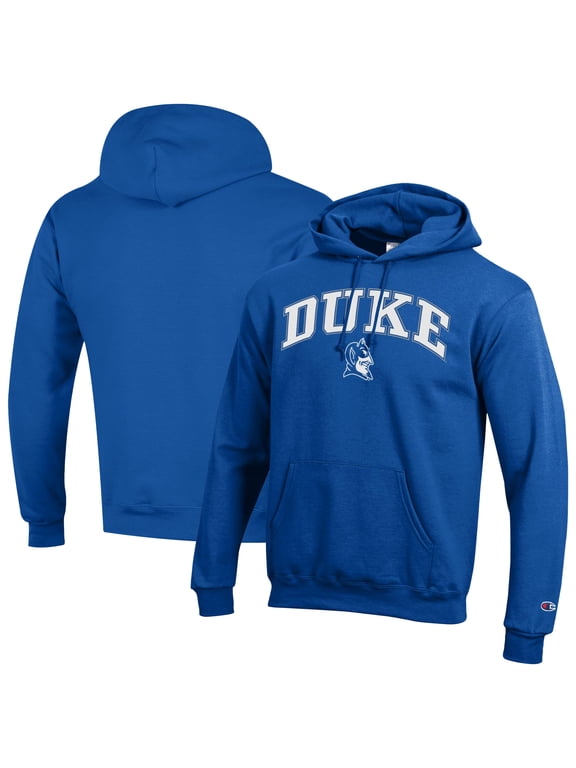 Men's-Champion Royal Duke Blue Devils Arch Over Logo Pullover Hoodie