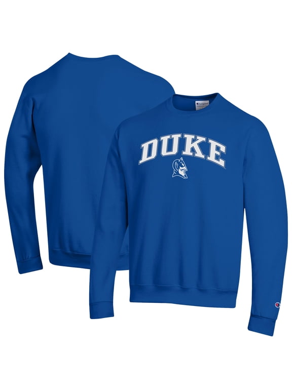 Men's-Champion Royal Duke Blue Devils Arch Over Logo Pullover Sweatshirt