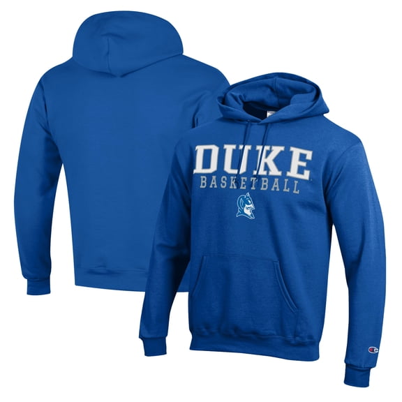 Men's Champion Royal Duke Blue Devils Basketball Stack Pullover Hoodie