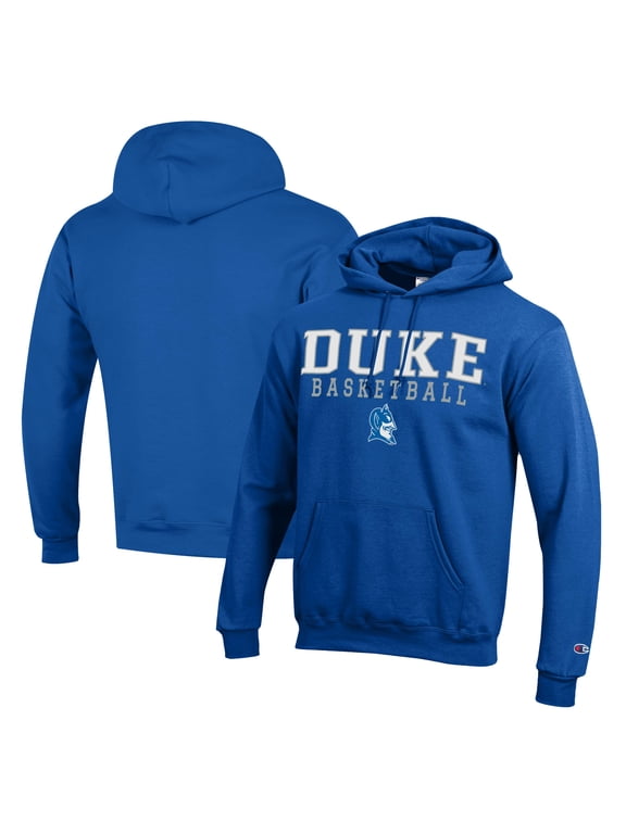 Men's Champion Royal Duke Blue Devils Basketball Stack Pullover Hoodie