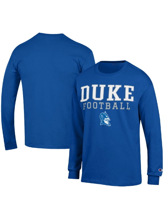 Men's Champion Royal Duke Blue Devils Football Stack Long Sleeve T-Shirt