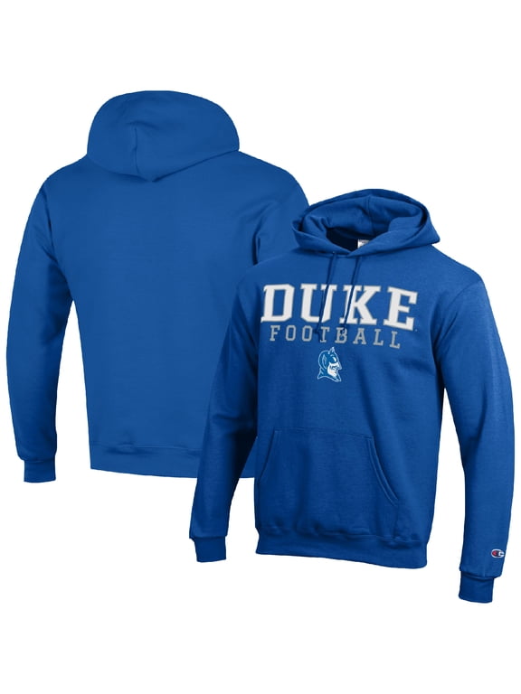 Men's Champion Royal Duke Blue Devils Football Stack Pullover Hoodie