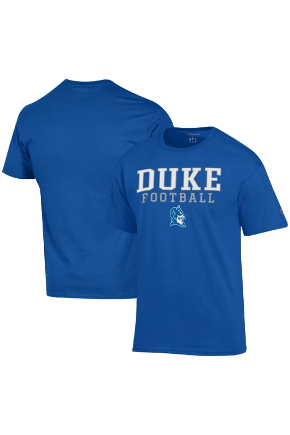 Men's Champion Royal Duke Blue Devils Football Stack T-Shirt