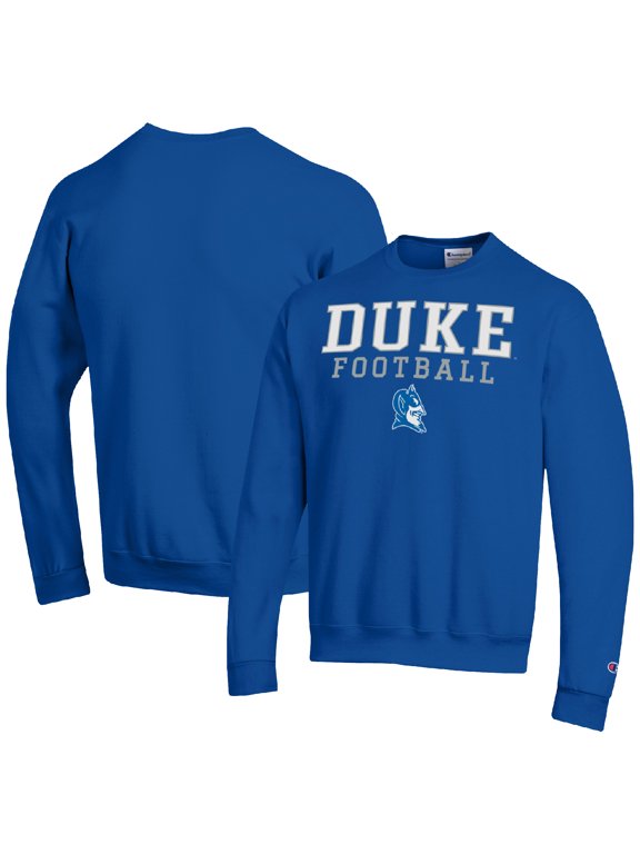 Men's Champion Royal Duke Blue Devils Football Stacked Pullover Sweatshirt