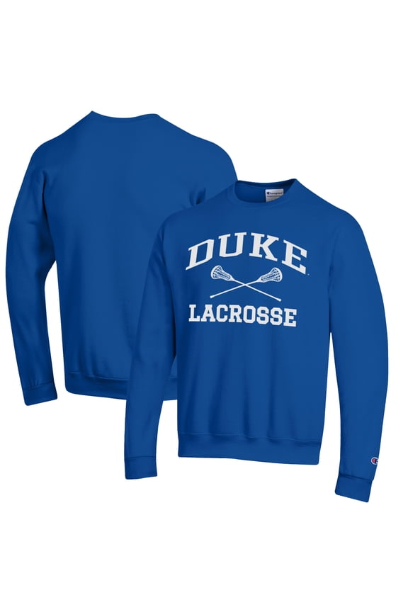 Men's Champion  Royal Duke Blue Devils Icon Logo Lacrosse Pullover Sweatshirt