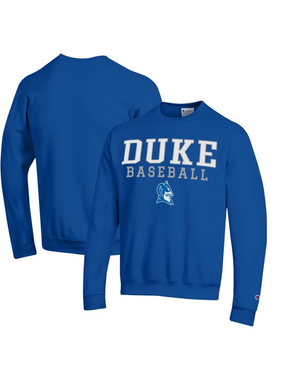 Men's Champion Royal Duke Blue Devils Stacked Logo Baseball Pullover Sweatshirt