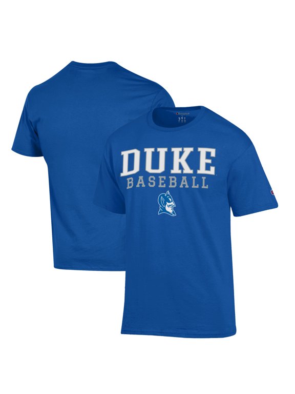 Men's Champion Royal Duke Blue Devils Stacked Logo Baseball T-Shirt