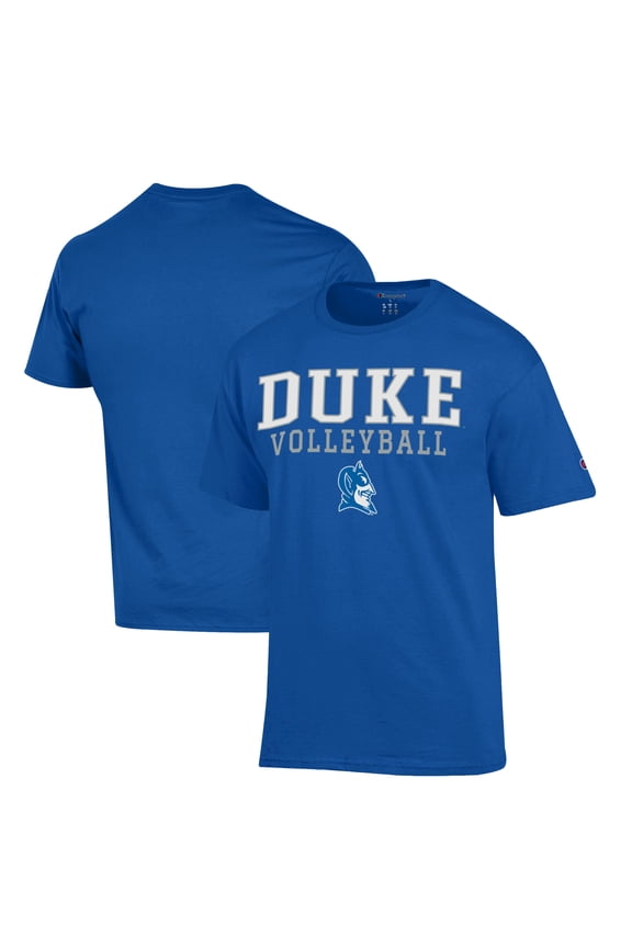 Men's Champion Royal Duke Blue Devils Stacked Logo Volleyball T-Shirt