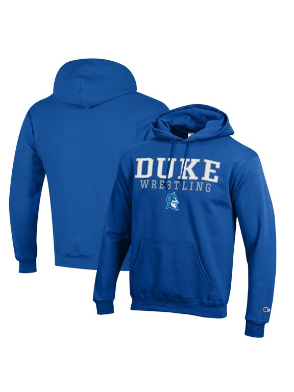 Men's Champion Royal Duke Blue Devils Stacked Logo Wrestling Pullover Hoodie