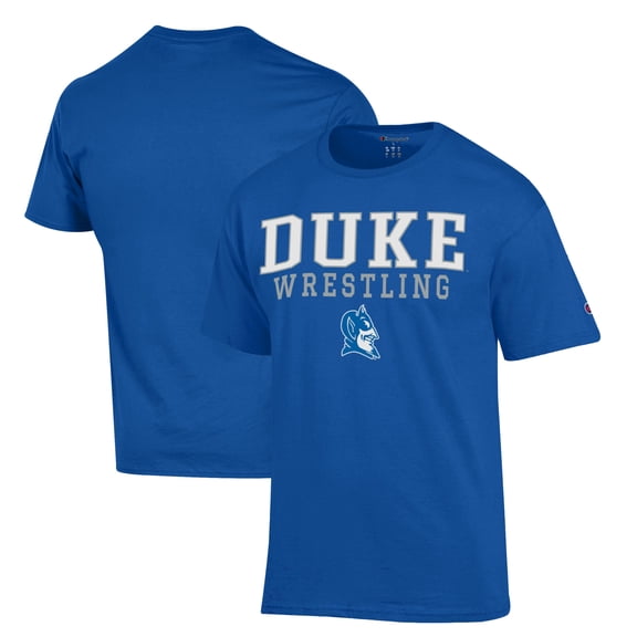 Men's Champion  Royal Duke Blue Devils Stacked Logo Wrestling T-Shirt