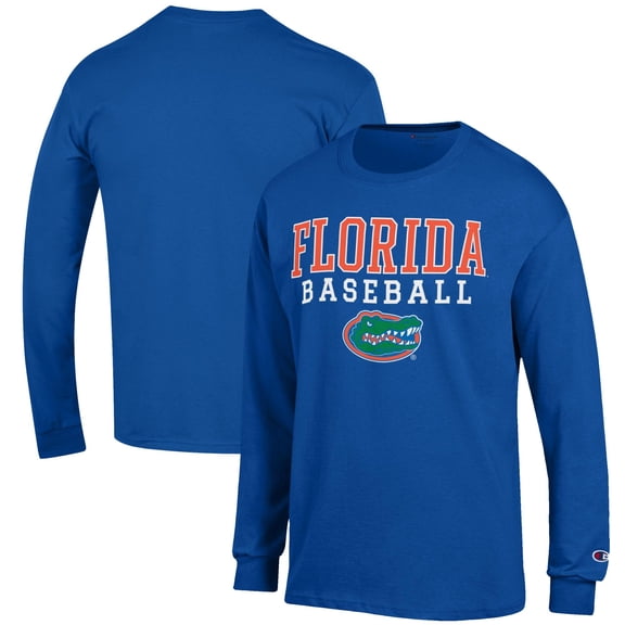 Men's Champion Royal Florida Gators Baseball Stack Long Sleeve T-Shirt