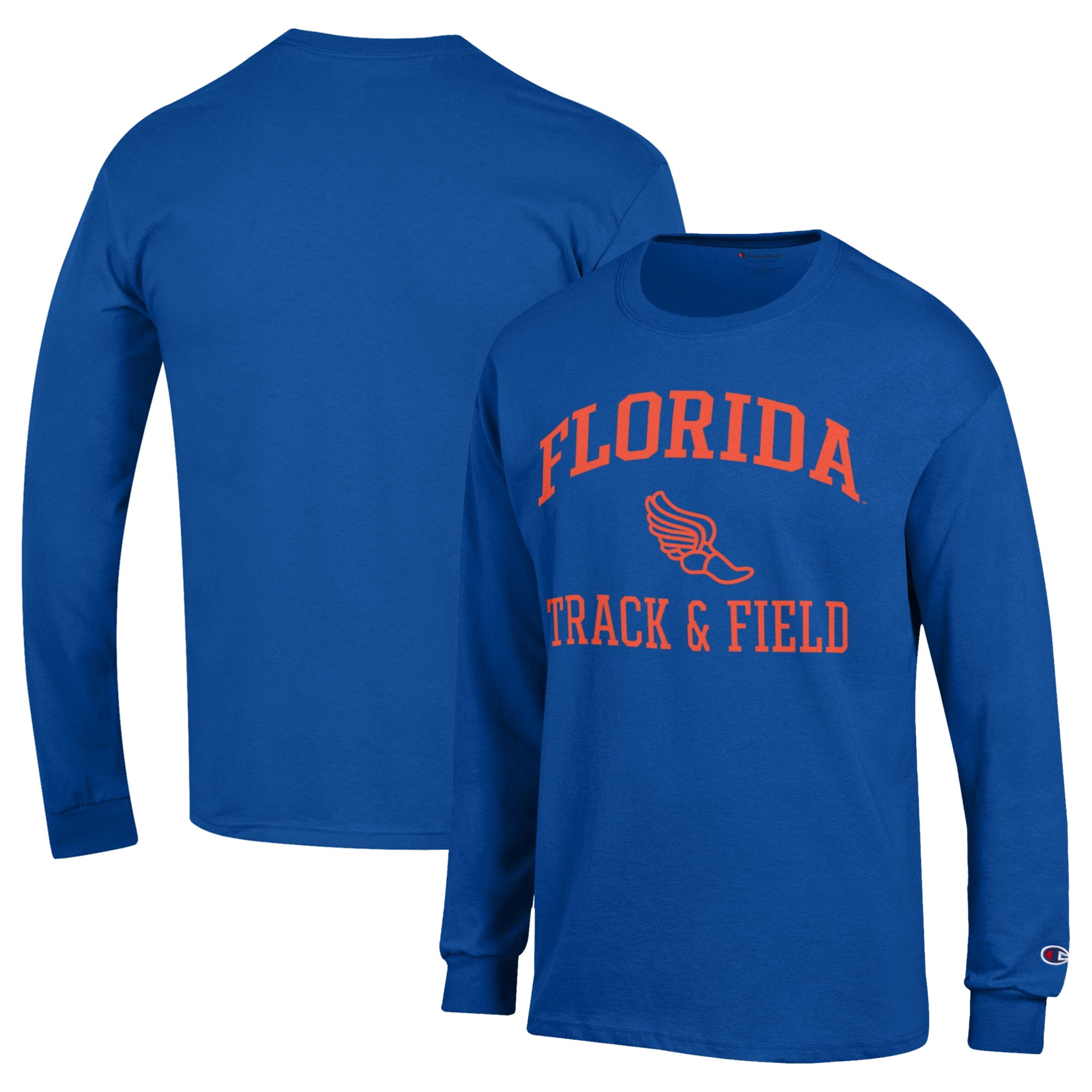 Men's Champion  Royal Florida Gators Icon Track & Field Long Sleeve T-Shirt