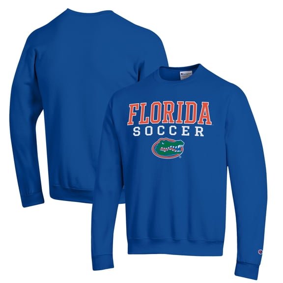 Men's Champion Royal Florida Gators Soccer Stack Logo Powerblend Pullover Sweatshirt