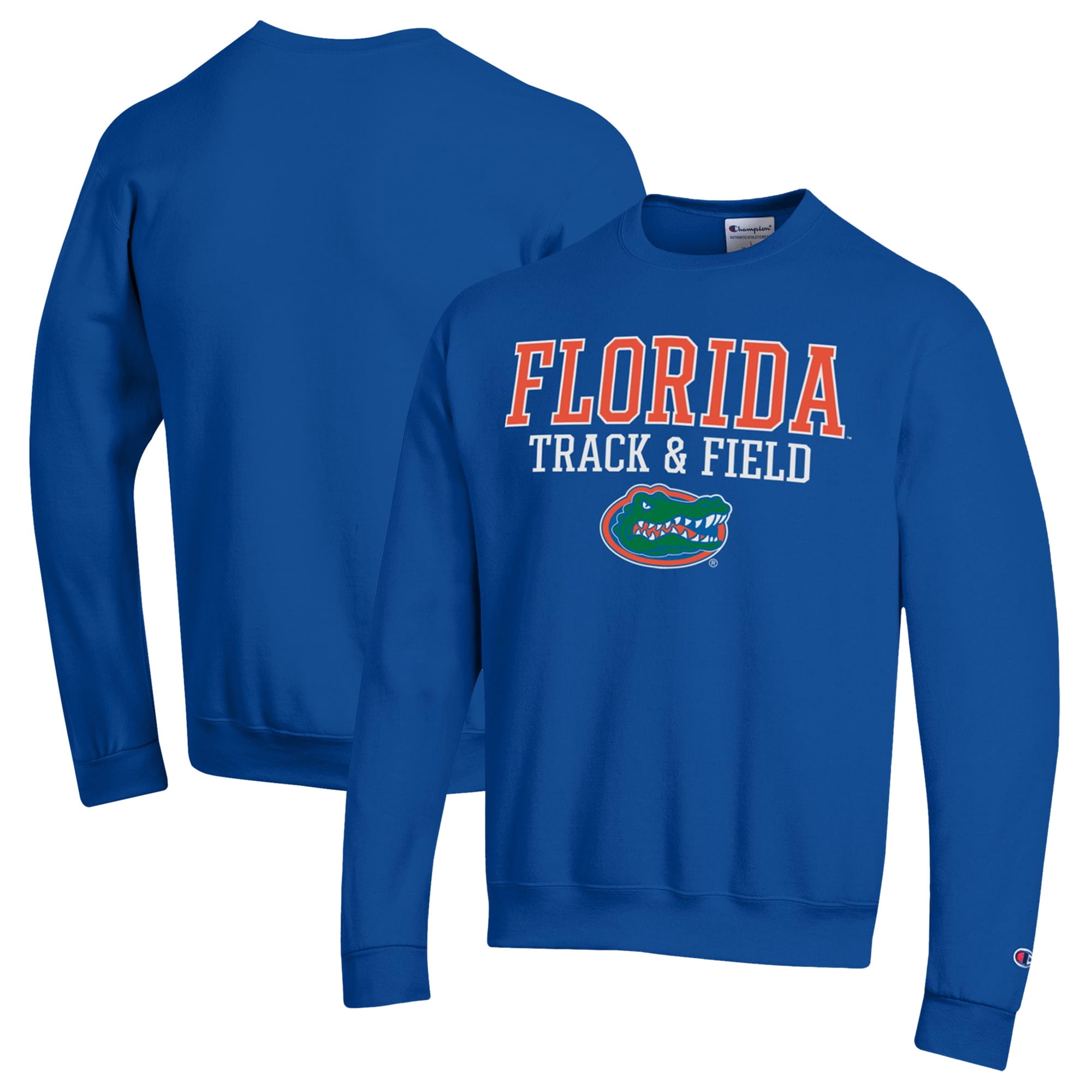 Men's Champion  Royal Florida Gators Stacked Track & Field Powerblend Pullover Sweatshirt