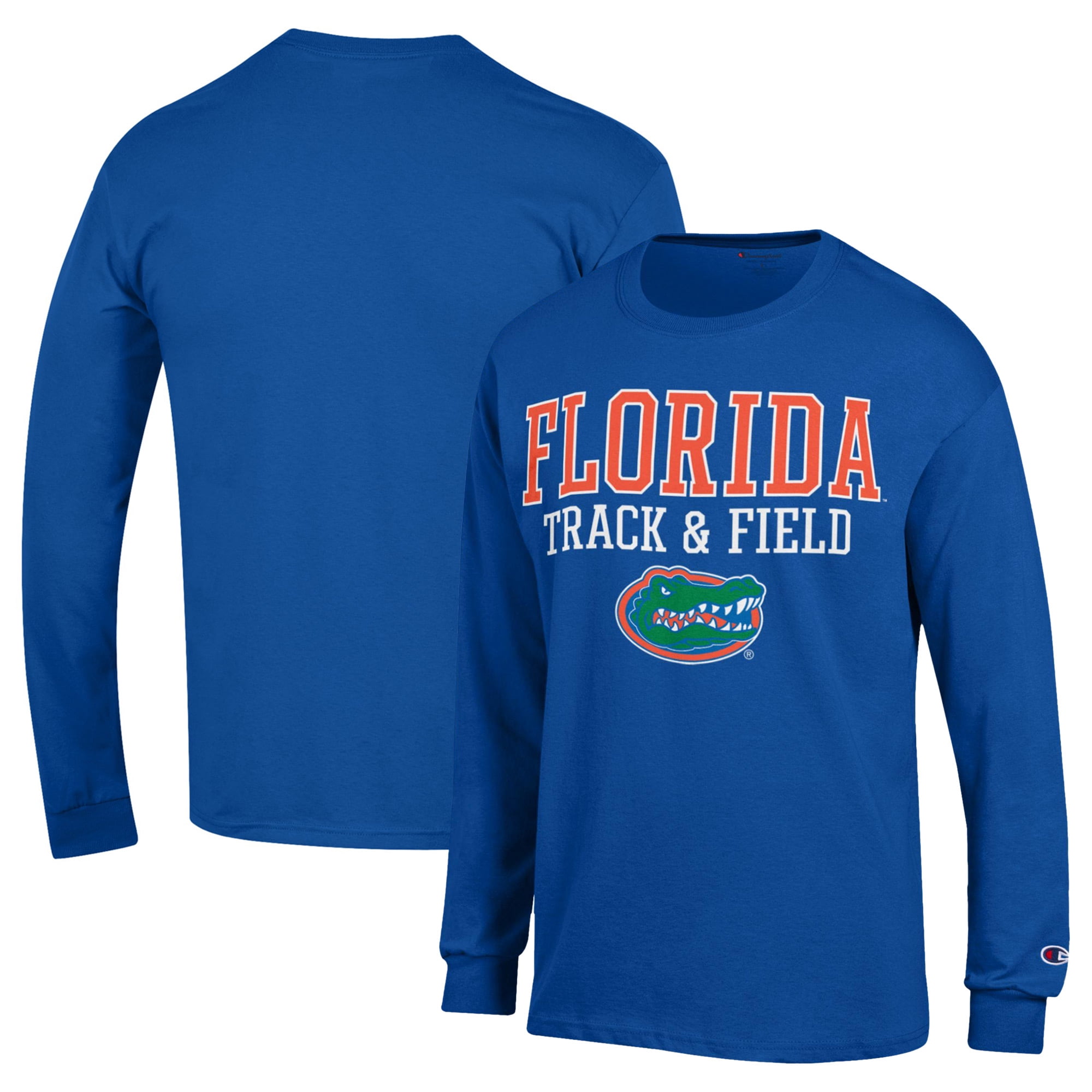 Men's Champion  Royal Florida Gators Track & Field Stacked Logo Long Sleeve T-Shirt