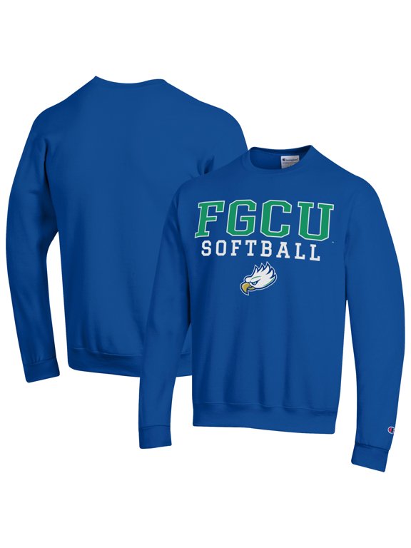 Men's Champion Royal Florida Gulf Coast Eagles Stack Logo Softball Powerblend Pullover Sweatshirt