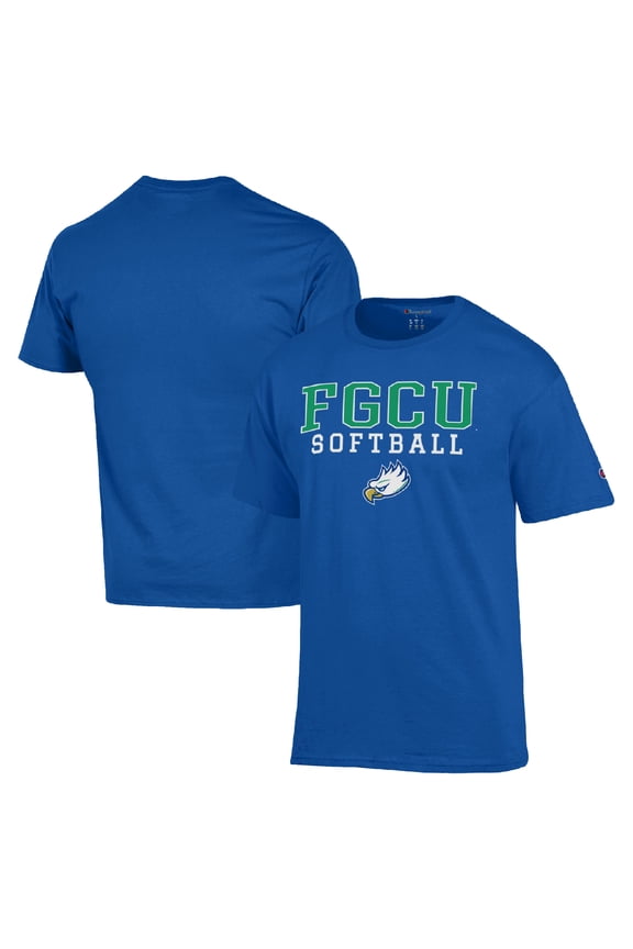 Men's Champion Royal Florida Gulf Coast Eagles Stack Logo Softball Powerblend T-Shirt