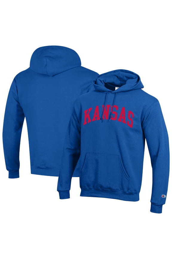 Men's Champion Royal Kansas Jayhawks Basic Arch Fleece Pullover Hoodie