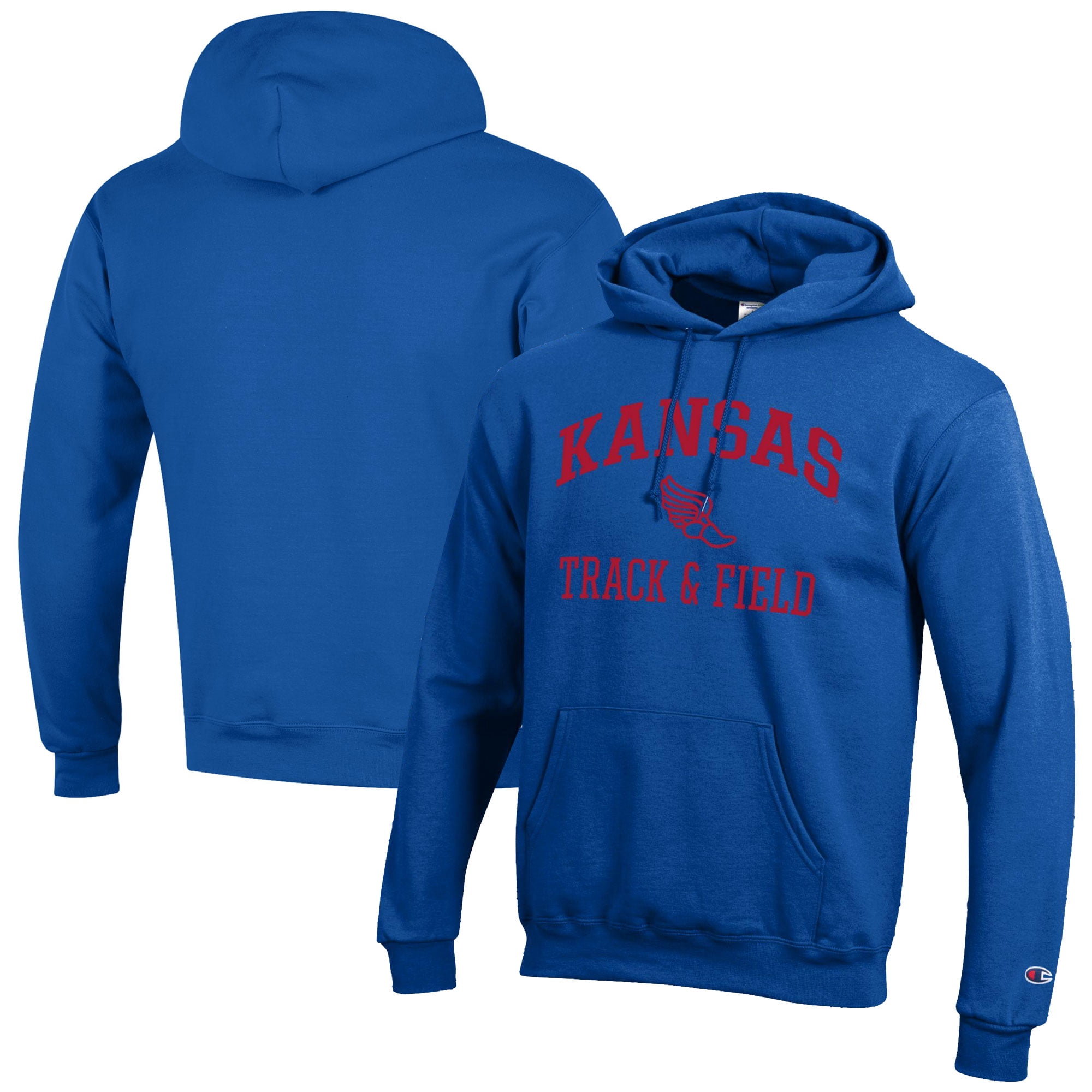 Men's Champion  Royal Kansas Jayhawks Track & Field Icon Powerblend Pullover Hoodie