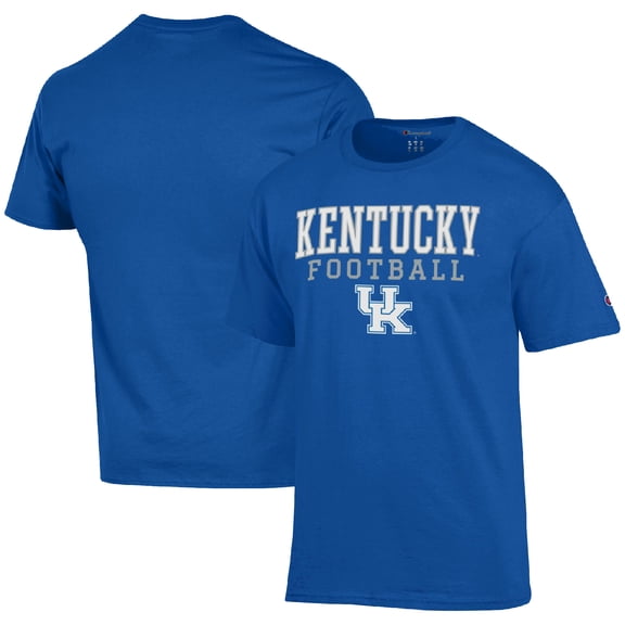 Men's Champion Royal Kentucky Wildcats Football Stack T-Shirt