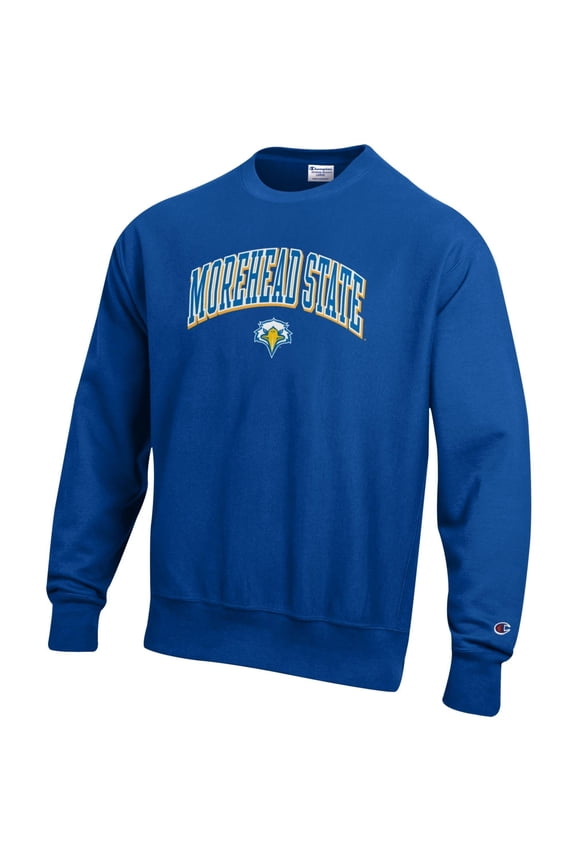 Men's Champion Royal Morehead State Eagles Arch Logo Reverse Weave Crew
