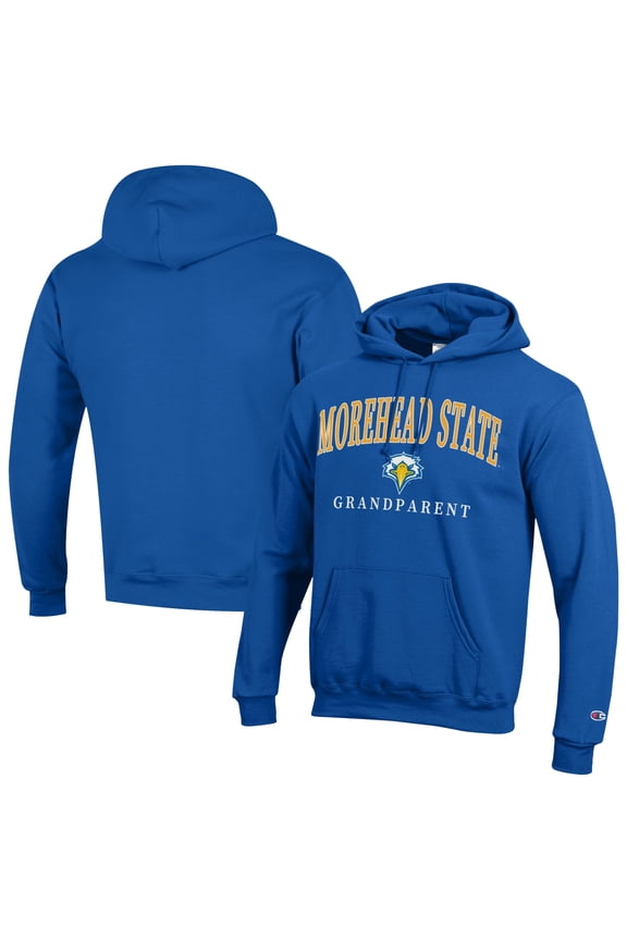 Men's Champion Royal Morehead State Eagles Grandparent Arch Logo Eco Powerblend Hoodie