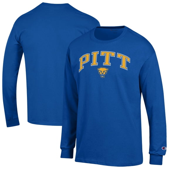 Men's-Champion Royal Pitt Panthers Arch Over Logo Long Sleeve T-Shirt