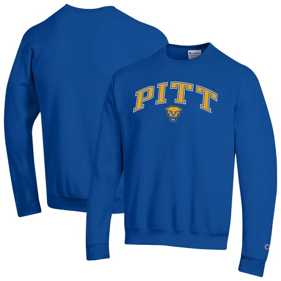 Men's-Champion Royal Pitt Panthers Arch Over Logo Pullover Sweatshirt