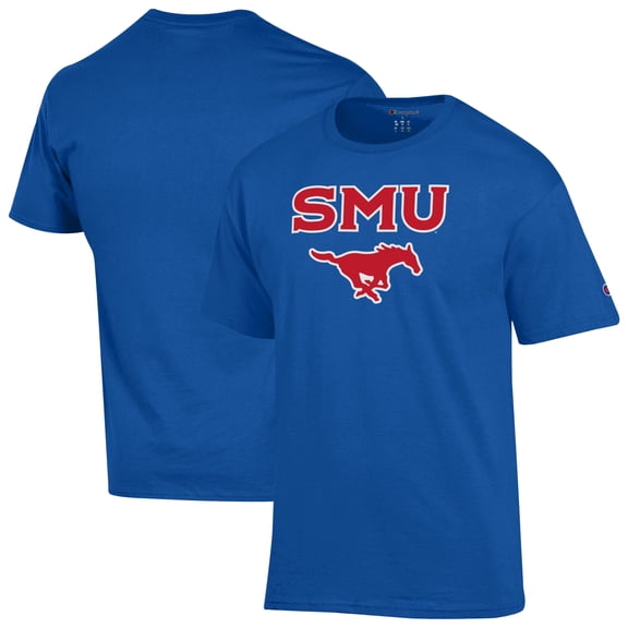 Men's-Champion Royal SMU Mustangs Arch Over Logo T-Shirt