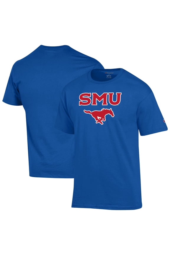 Men's-Champion Royal SMU Mustangs Arch Over Logo T-Shirt