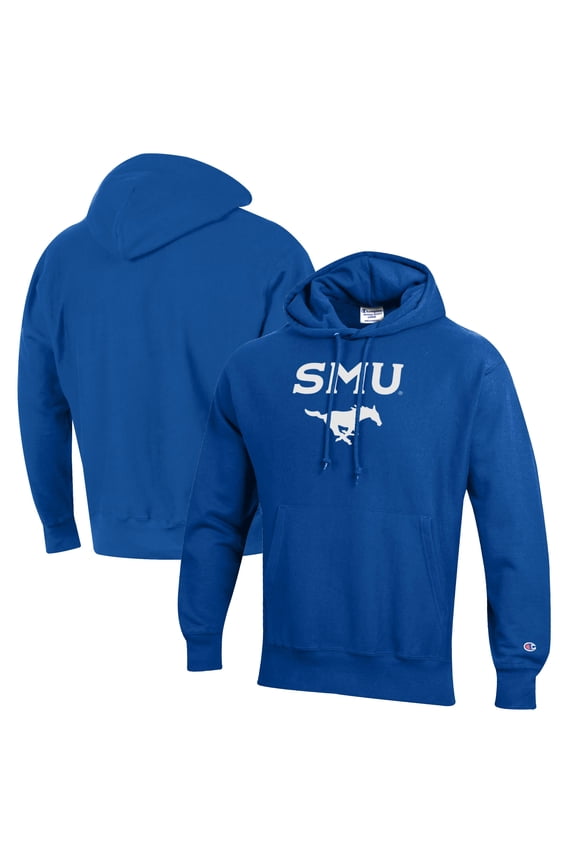 Men's Champion Royal SMU Mustangs Reverse Weave Fleece Pullover Hoodie