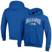 Mens Champion Royal Seattle Seahawks Powerblend Arch over Logo Hoodie