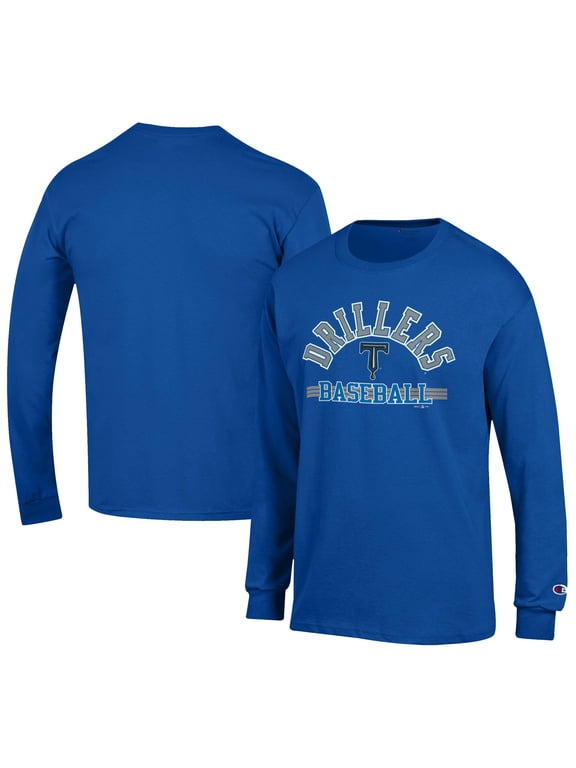 Men's Champion Royal Tulsa Drillers Jersey Long Sleeve T-Shirt
